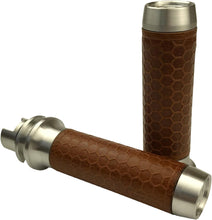 Load image into Gallery viewer, Leather Moto Grips Natural/tan Honeycomb Chief