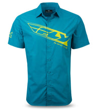 Load image into Gallery viewer, Fly Pit Button Up Shirt Teal/lime Xl

