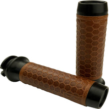 Load image into Gallery viewer, Leather Moto Grips Natural/tan Honeycomb Chief
